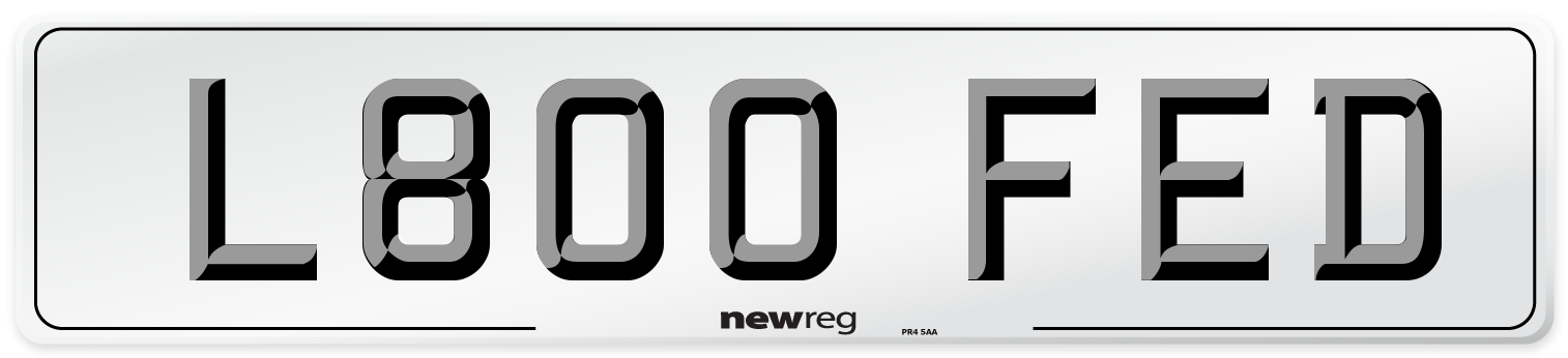 L800 FED Number Plate from New Reg